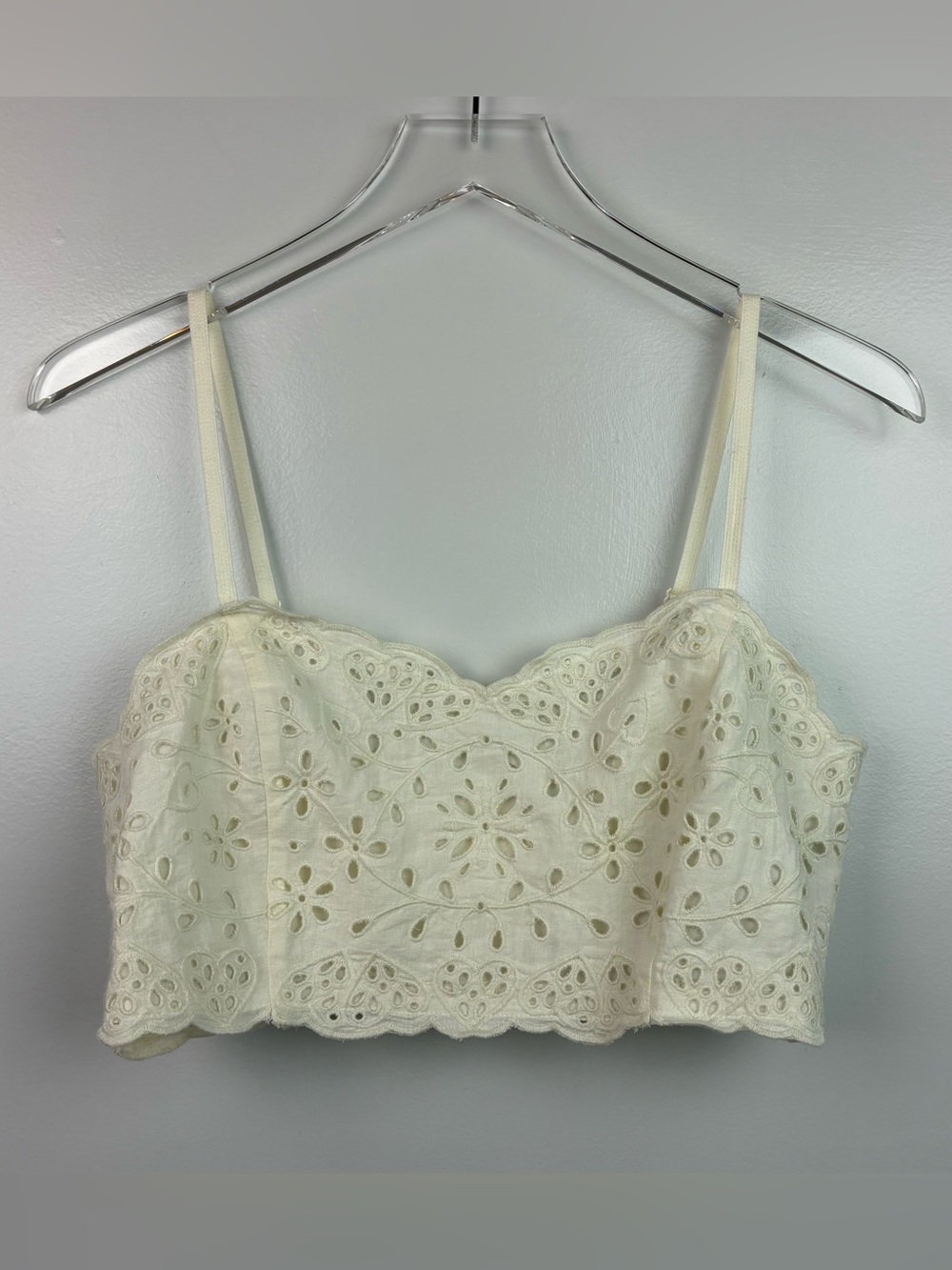 Madewell Eyelet Lace White Linen Blend Crop Top Bralette